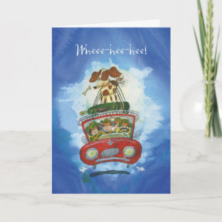 Beagle auf dem Auto - Sonniger Geburtstag Karte