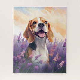 Beagle auf dem Lavendelfeld Puzzle