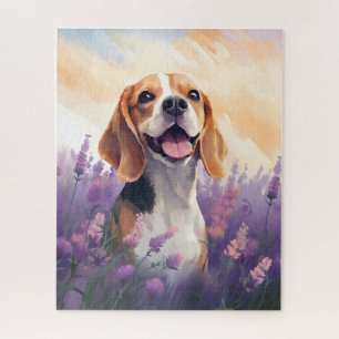 Beagle auf dem Lavendelfeld Puzzle