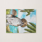 Beagle auf Ferien-tropischem Strand Puzzle (Horizontal)