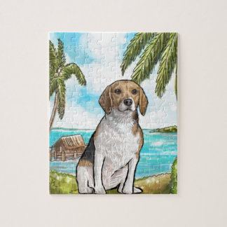 Beagle auf Ferien-tropischem Strand Puzzle