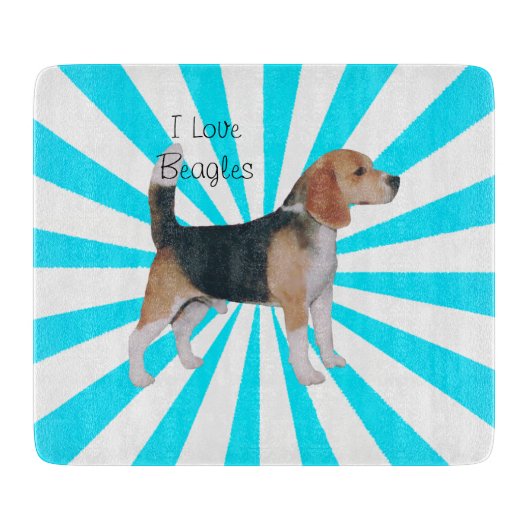 Beagle auf TürkisPinwheel Schneidebrett (Vorderseite)