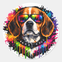 Beagle-Aufkleber | Color Splash Hundekunst