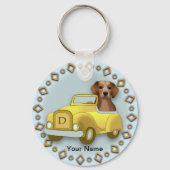 Beagle Autofahren individuelle Name Schlüsselanhänger (Vorderseite)