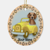 Beagle Autofahren Keramik Ornament (Links)