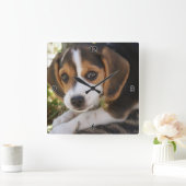 Beagle Baby Dog Quadratische Wanduhr (Zuhause)