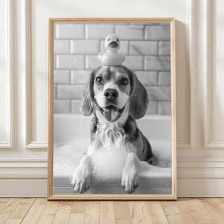 Beagle Bad Wandkunst, Hund und Gummiente, Beagle Poster