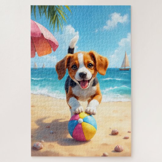 Beagle Beach Play Scene Puzzle (Vertikal)
