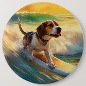 Beagle Beach Surfanstrich Button (Vorderseite)