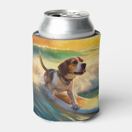 Beagle Beach Surfanstrich Dosenkühler (Kanne Vorderseite)