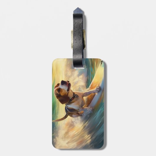 Beagle Beach Surfanstrich Gepäckanhänger (Rückseite vertikal)