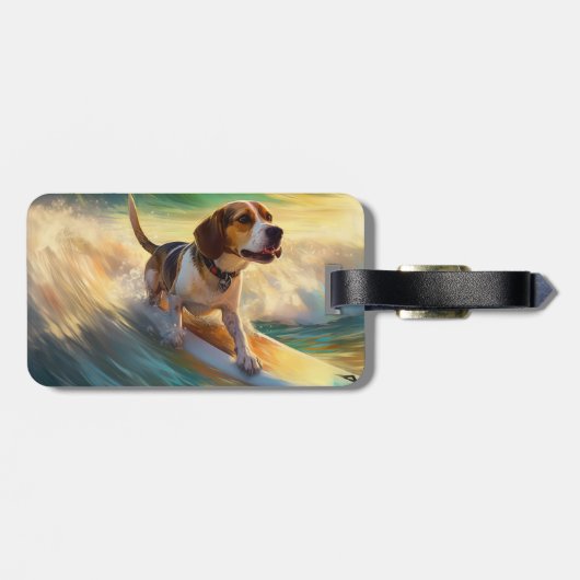 Beagle Beach Surfanstrich Gepäckanhänger (Rückseite horizontal)