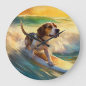 Beagle Beach Surfanstrich Große Wanduhr (Vorderseite)