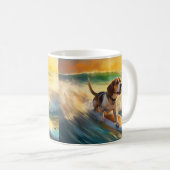 Beagle Beach Surfanstrich Kaffeetasse (VorderseiteRechts)
