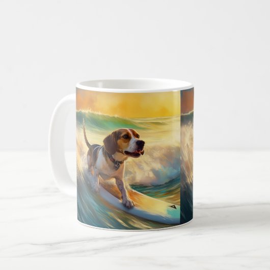 Beagle Beach Surfanstrich Kaffeetasse (Vorderseite Links)
