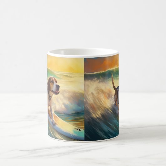 Beagle Beach Surfanstrich Kaffeetasse (Mittel)