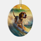 Beagle Beach Surfanstrich Keramik Ornament (Rechts)