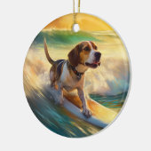 Beagle Beach Surfanstrich Keramik Ornament (Links)