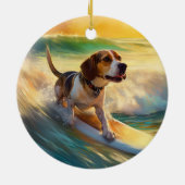 Beagle Beach Surfanstrich Keramik Ornament (Hinten)