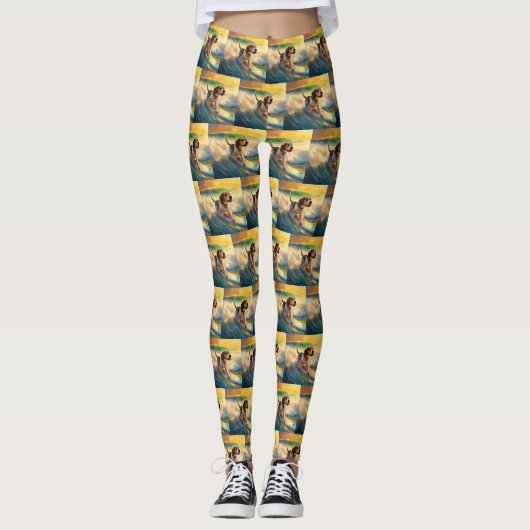 Beagle Beach Surfanstrich Leggings (Vorderseite)
