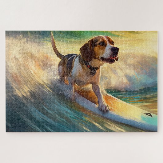 Beagle Beach Surfanstrich Puzzle (Horizontal)