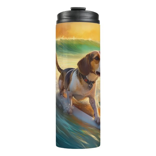 Beagle Beach Surfanstrich Thermosbecher (Vorderseite)