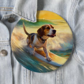 Beagle Beach Surfen Malerei Button (Beispiel)