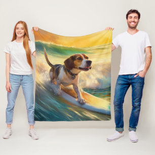 Beagle Beach Surfen Malerei Fleecedecke