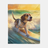Beagle Beach Surfen Malerei Fleecedecke (Vorderseite)