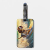 Beagle Beach Surfen Malerei Gepäckanhänger (Rückseite vertikal)