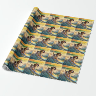 Beagle Beach Surfen Malerei Geschenkpapier