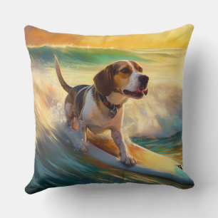 Beagle Beach Surfen Malerei Kissen