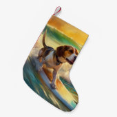 Beagle Beach Surfen Malerei Kleiner Weihnachtsstrumpf (Vorderansicht (hängend))