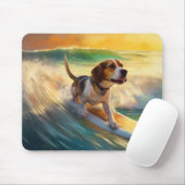 Beagle Beach Surfen Malerei Mousepad (Mit Mouse)