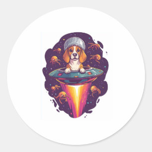 Beagle - Begegnung intergalaktischer Hunde Runder Aufkleber
