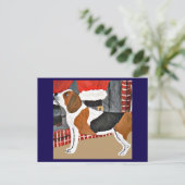 Beagle bellt Santa an Postkarte (Stehend Vorderseite)