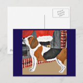 Beagle bellt Santa an Postkarte (Vorne/Hinten)