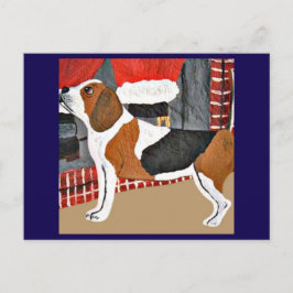 Beagle bellt Santa an Postkarte