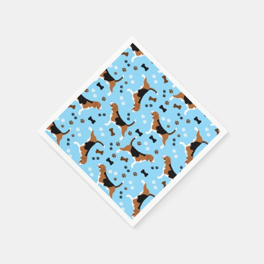 Beagle Blaues Hundsmuster Serviette (Ecke)