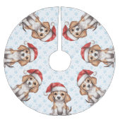 Beagle Blue Snowflake Polyester Weihnachtsbaumdecke (Vorderseite)