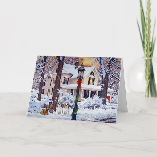Beagle-Briefkasten-Weihnachtskarte Feiertagskarte (Vorderseite)