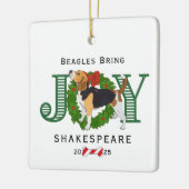 Beagle bringen Joy Wreath Keramikornament (Links)