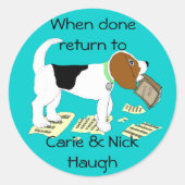 Beagle-Buchzeichen Runder Aufkleber (Vorderseite)