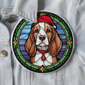 Beagle Buntglas Weihnachten Button (Beispiel)