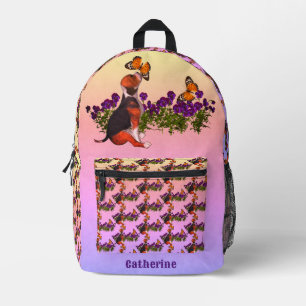 Beagle Butterfets Blume Tier Personalisiert Bedruckter Rucksack