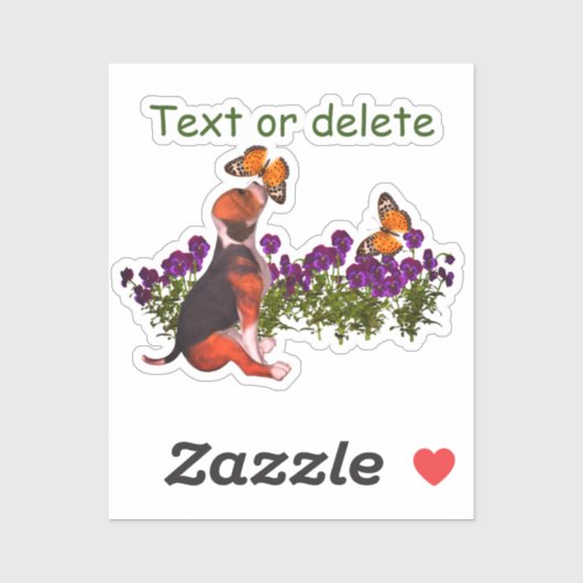 Beagle Butterfets Stiefmütterchen Niedlich Persona Aufkleber (Blatt)