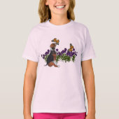 Beagle Butterflies Blume Niedlicher Hund T-Shirt (Vorderseite)