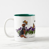 Beagle Butterflies Stiefmütterchen Niedlich Hund Zweifarbige Tasse (Links)
