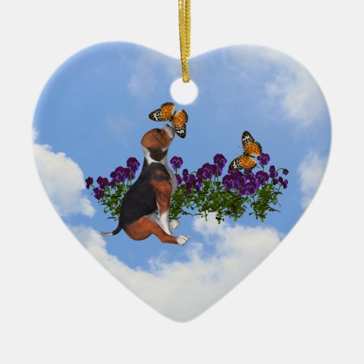 Beagle Butterflies Violets Hunde Ornament (Vorne)