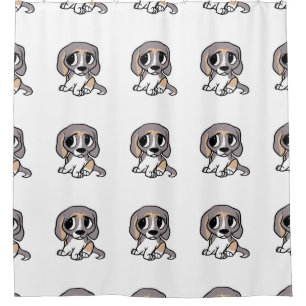 Beagle Cartoon blau-weiß Duschvorhang